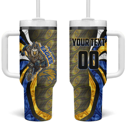 Personalised West Coast Eagles Tumbler With Handle Trippy Psychedelic Abstract Art Mascot Football Fans