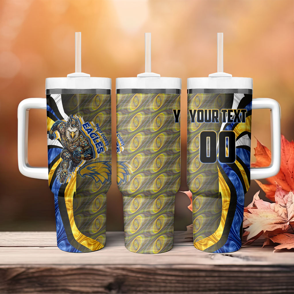 Personalised West Coast Eagles Tumbler With Handle Trippy Psychedelic Abstract Art Mascot Football Fans