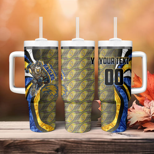 Personalised West Coast Eagles Tumbler With Handle Trippy Psychedelic Abstract Art Mascot Football Fans