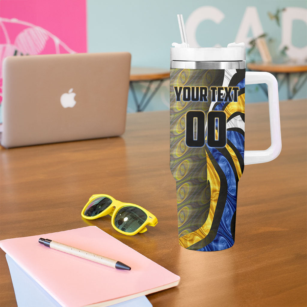 Personalised West Coast Eagles Tumbler With Handle Trippy Psychedelic Abstract Art Mascot Football Fans