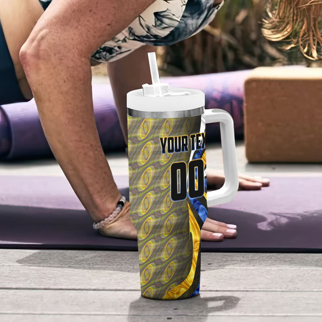 Personalised West Coast Eagles Tumbler With Handle Trippy Psychedelic Abstract Art Mascot Football Fans