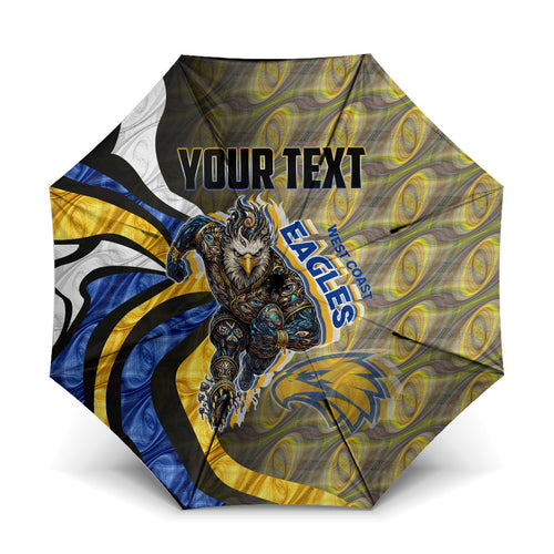 Personalised West Coast Eagles Umbrella Trippy Psychedelic Abstract Art Mascot Football Fans