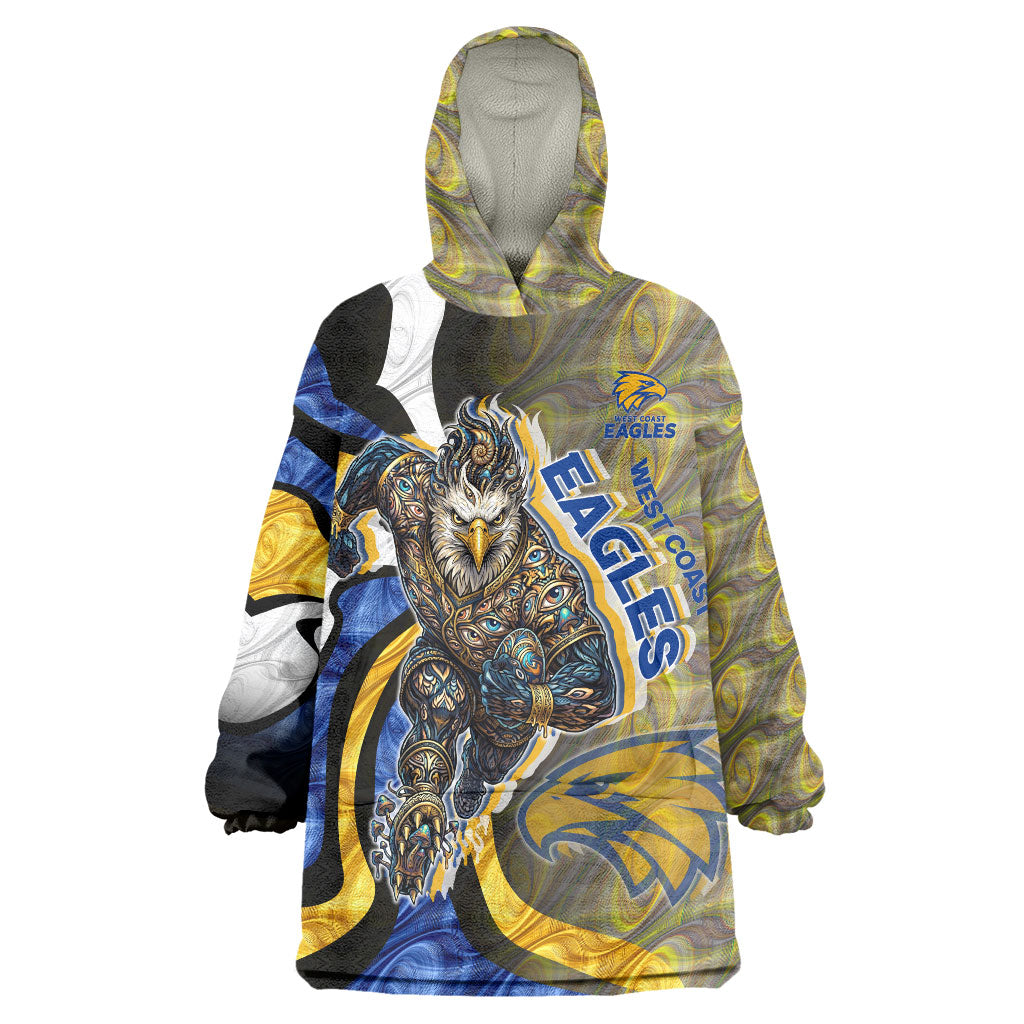 Personalised West Coast Eagles Wearable Blanket Hoodie Trippy Psychedelic Abstract Art Mascot Football Fans