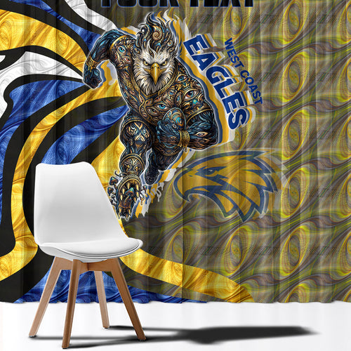 Personalised West Coast Eagles Window Curtain Trippy Psychedelic Abstract Art Mascot Football Fans