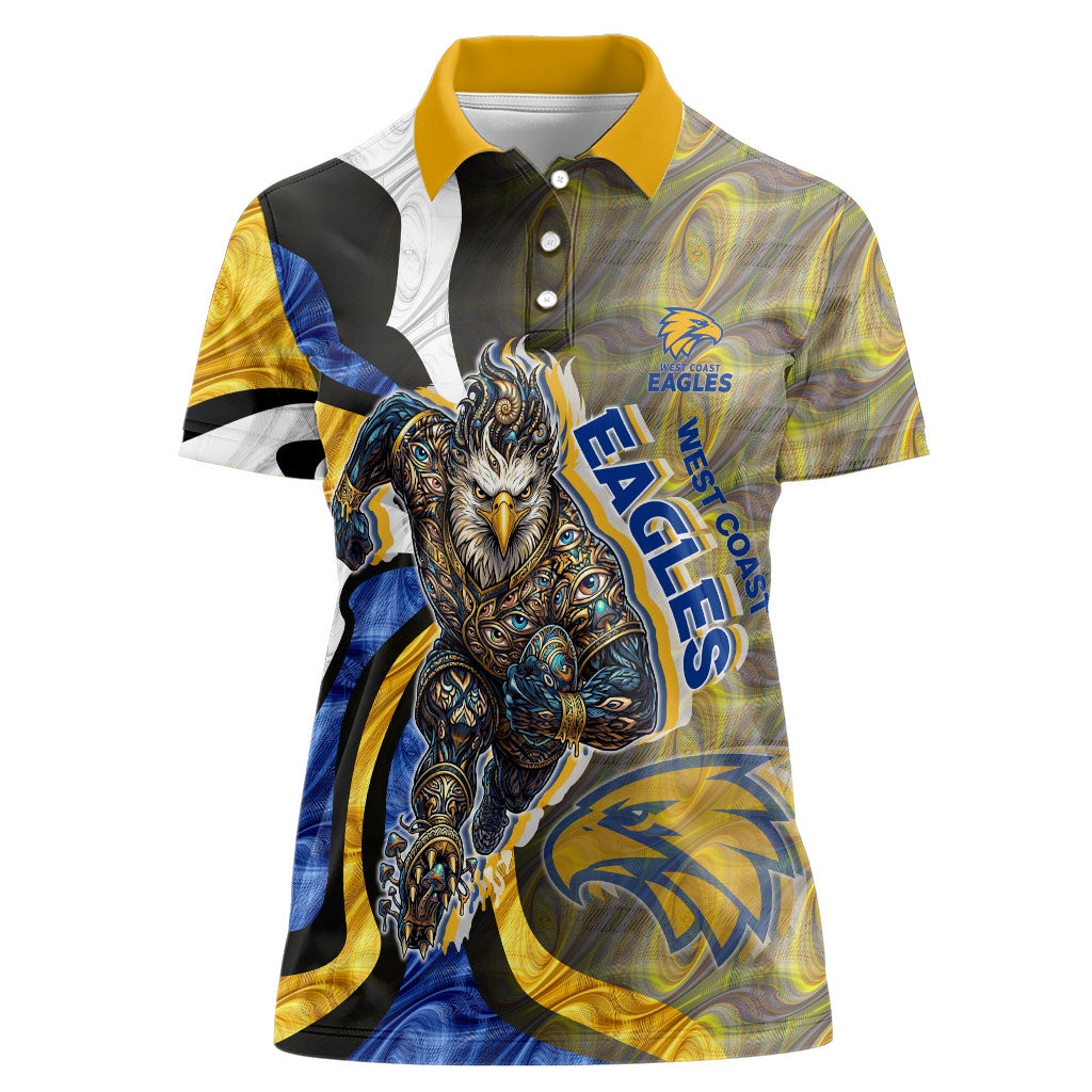 Personalised West Coast Eagles Women Polo Shirt Trippy Psychedelic Abstract Art Mascot Football Fans