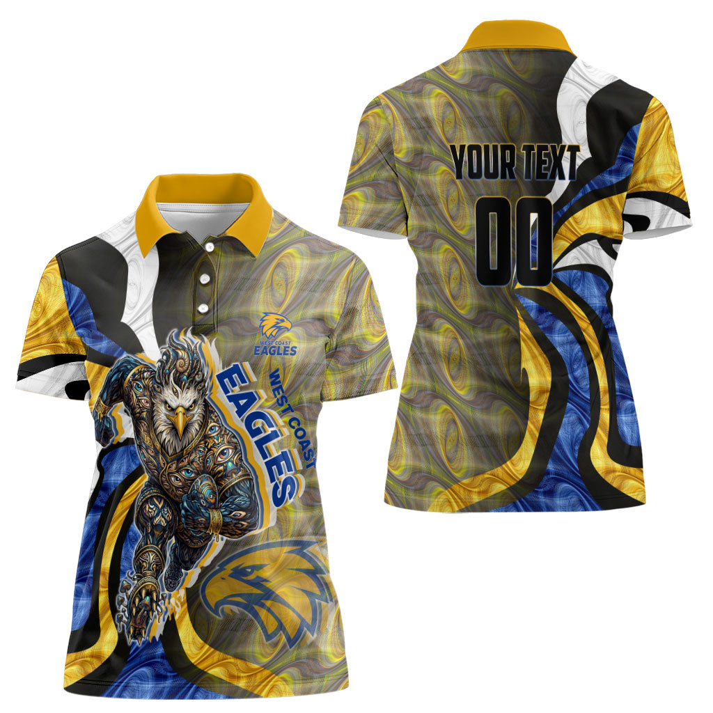 Personalised West Coast Eagles Women Polo Shirt Trippy Psychedelic Abstract Art Mascot Football Fans
