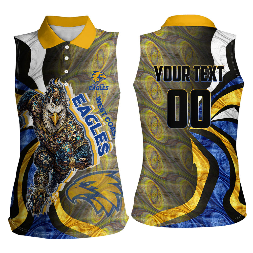 Personalised West Coast Eagles Women Sleeveless Polo Shirt Trippy Psychedelic Abstract Art Mascot Football Fans