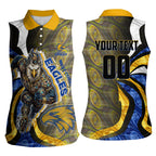 Personalised West Coast Eagles Women Sleeveless Polo Shirt Trippy Psychedelic Abstract Art Mascot Football Fans