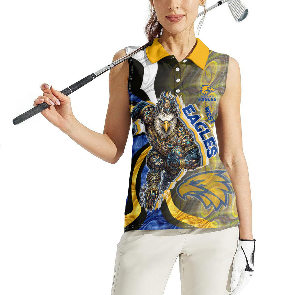 Personalised West Coast Eagles Women Sleeveless Polo Shirt Trippy Psychedelic Abstract Art Mascot Football Fans