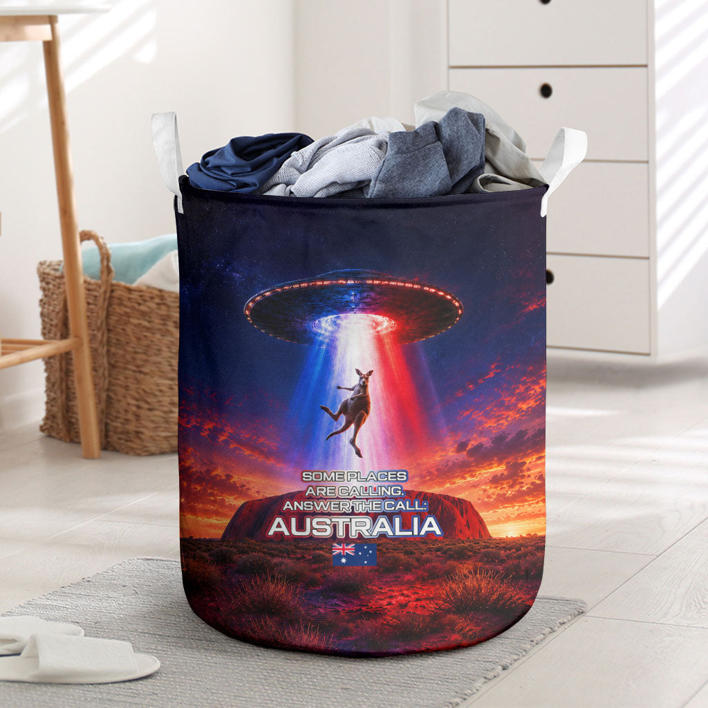 Australia Koala And Kangaroo UFO Laundry Basket Sci-Fi Galaxy Opera House And Uluru