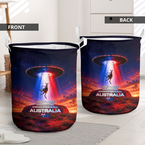 Australia Koala And Kangaroo UFO Laundry Basket Sci-Fi Galaxy Opera House And Uluru