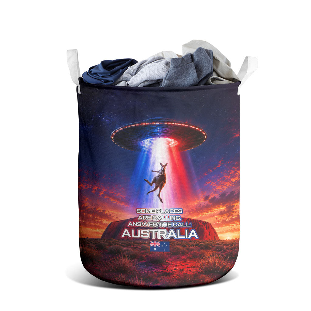 Australia Koala And Kangaroo UFO Laundry Basket Sci-Fi Galaxy Opera House And Uluru