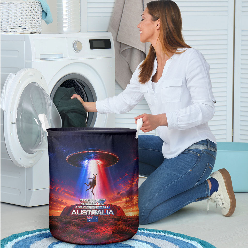 Australia Koala And Kangaroo UFO Laundry Basket Sci-Fi Galaxy Opera House And Uluru