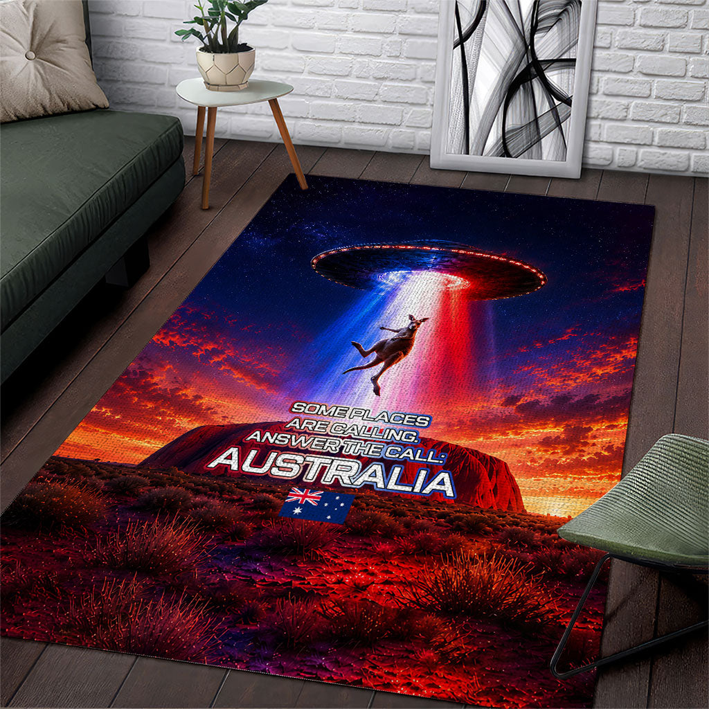 Australia Koala And Kangaroo UFO Area Rug Sci-Fi Galaxy Opera House And Uluru