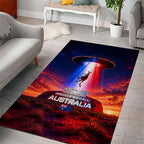Australia Koala And Kangaroo UFO Area Rug Sci-Fi Galaxy Opera House And Uluru