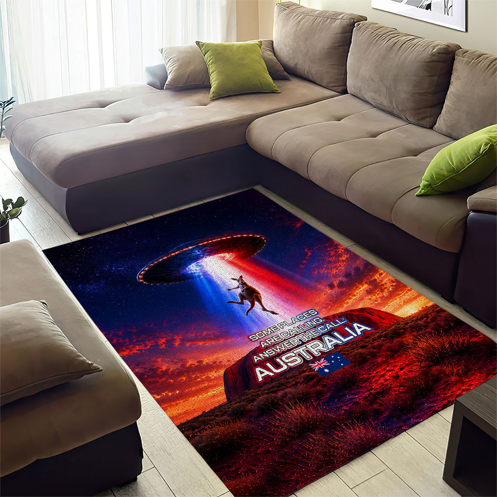 Australia Koala And Kangaroo UFO Area Rug Sci-Fi Galaxy Opera House And Uluru