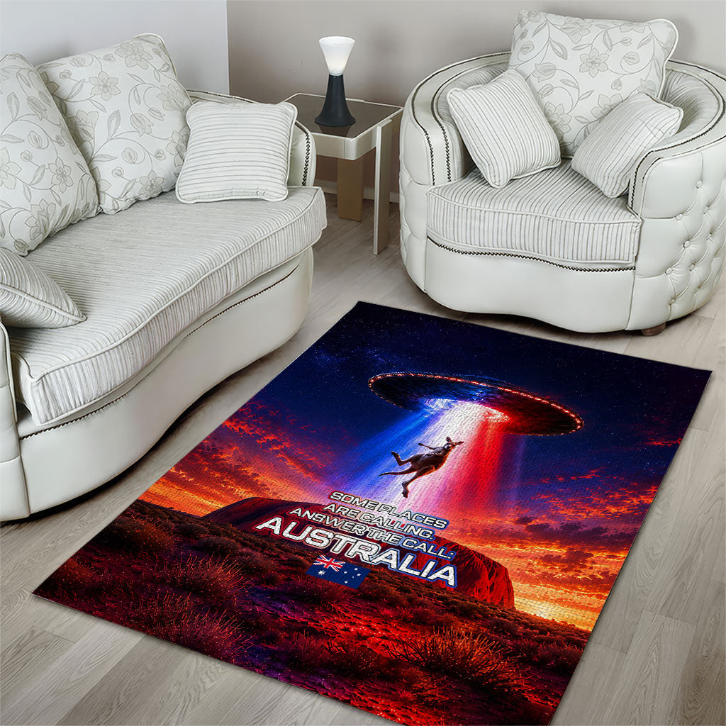 Australia Koala And Kangaroo UFO Area Rug Sci-Fi Galaxy Opera House And Uluru