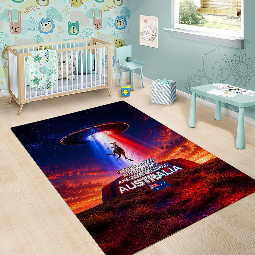 Australia Koala And Kangaroo UFO Area Rug Sci-Fi Galaxy Opera House And Uluru