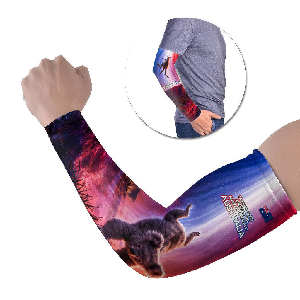 Australia Koala And Kangaroo UFO Arm Sleeves Sci-Fi Galaxy Opera House And Uluru