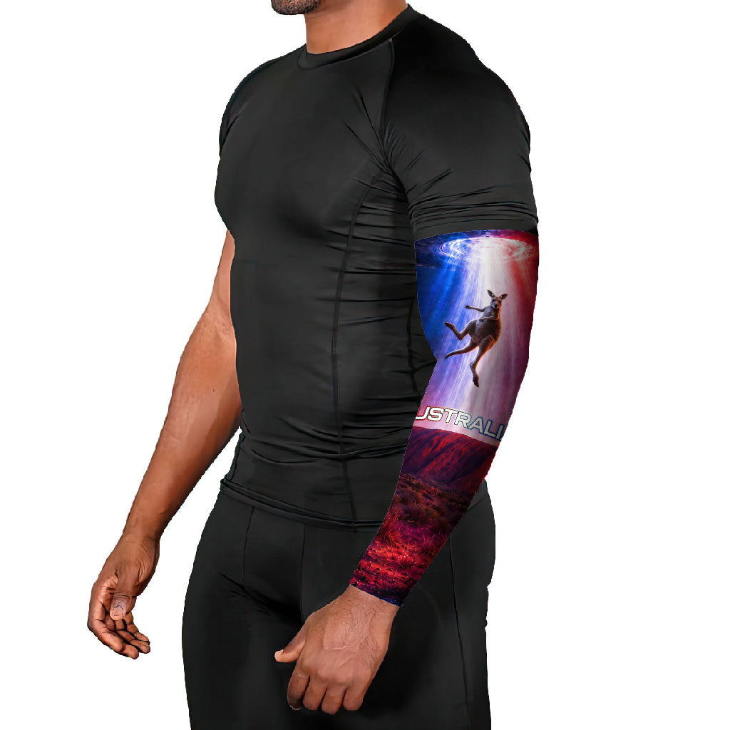 Australia Koala And Kangaroo UFO Arm Sleeves Sci-Fi Galaxy Opera House And Uluru