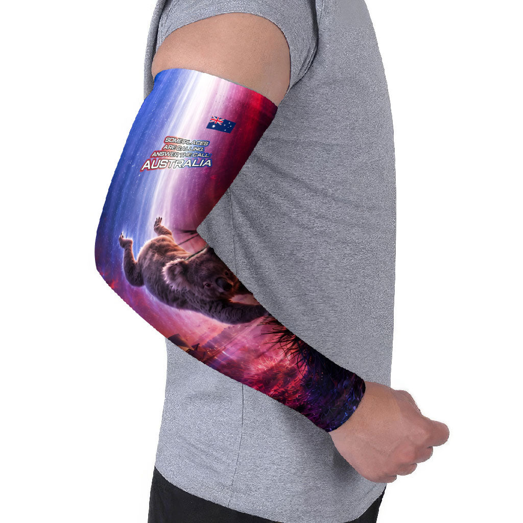 Australia Koala And Kangaroo UFO Arm Sleeves Sci-Fi Galaxy Opera House And Uluru