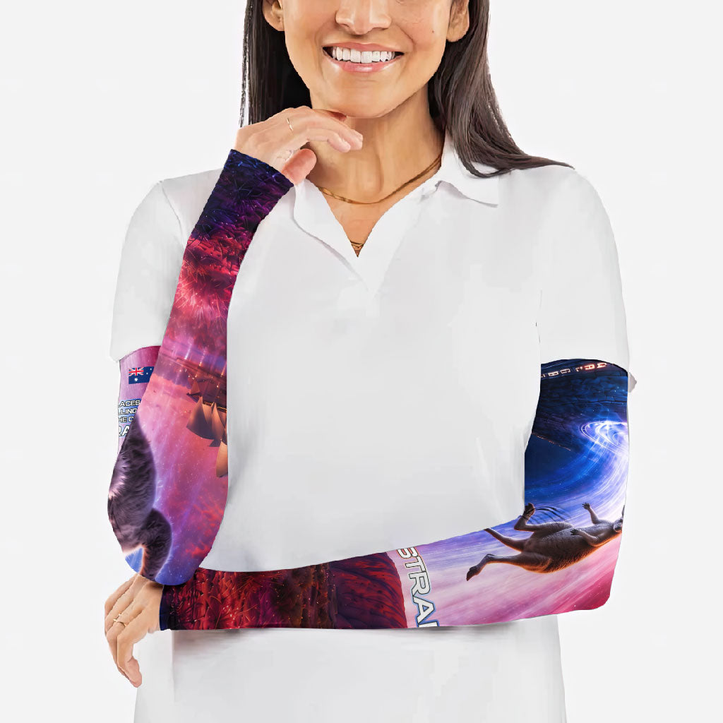 Australia Koala And Kangaroo UFO Arm Sleeves Sci-Fi Galaxy Opera House And Uluru