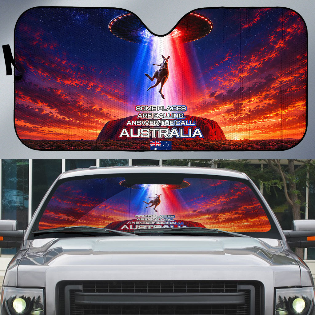 Australia Koala And Kangaroo UFO Auto Sun Shade Sci-Fi Galaxy Opera House And Uluru