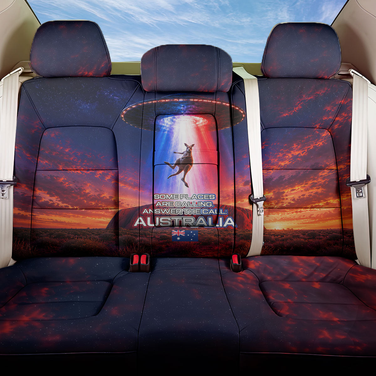 Australia Koala And Kangaroo UFO Back Car Seat Cover Sci-Fi Galaxy Opera House And Uluru
