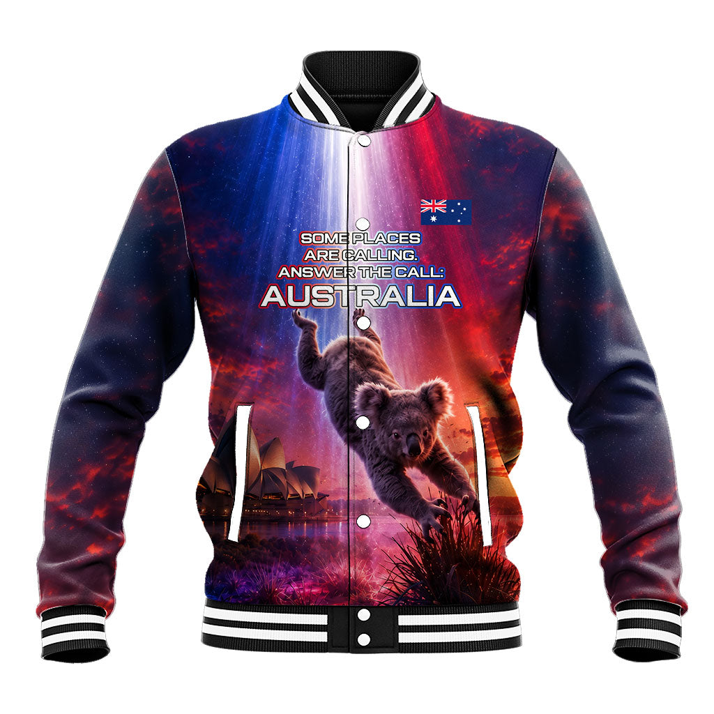 Australia Koala And Kangaroo UFO Baseball Jacket Sci-Fi Galaxy Opera House And Uluru