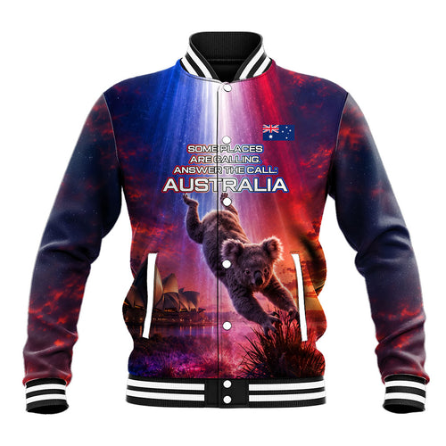 Australia Koala And Kangaroo UFO Baseball Jacket Sci-Fi Galaxy Opera House And Uluru