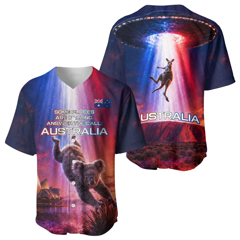 Australia Koala And Kangaroo UFO Baseball Jersey Sci-Fi Galaxy Opera House And Uluru