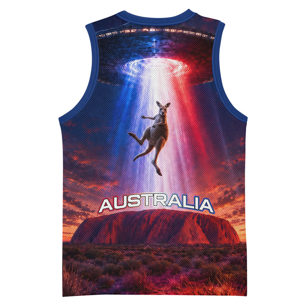 Australia Koala And Kangaroo UFO Basketball Jersey Sci-Fi Galaxy Opera House And Uluru