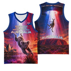 Australia Koala And Kangaroo UFO Basketball Jersey Sci-Fi Galaxy Opera House And Uluru