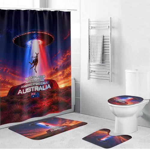Australia Koala And Kangaroo UFO Bathroom Set Sci-Fi Galaxy Opera House And Uluru