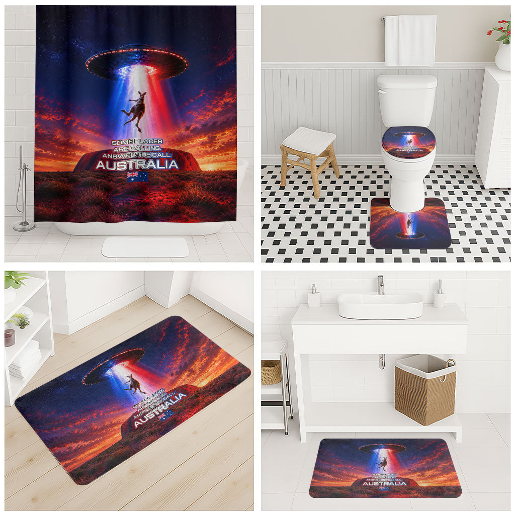 Australia Koala And Kangaroo UFO Bathroom Set Sci-Fi Galaxy Opera House And Uluru