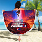 Australia Koala And Kangaroo UFO Beach Blanket Sci-Fi Galaxy Opera House And Uluru