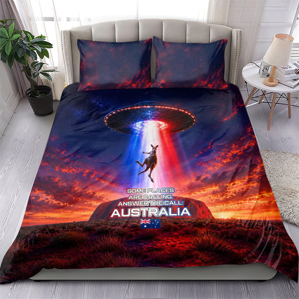 Australia Koala And Kangaroo UFO Bedding Set Sci-Fi Galaxy Opera House And Uluru