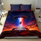 Australia Koala And Kangaroo UFO Bedding Set Sci-Fi Galaxy Opera House And Uluru