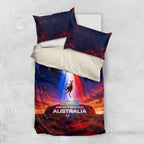 Australia Koala And Kangaroo UFO Bedding Set Sci-Fi Galaxy Opera House And Uluru