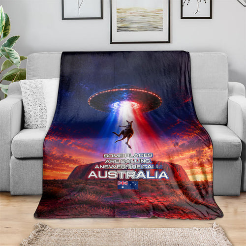 Australia Koala And Kangaroo UFO Blanket Sci-Fi Galaxy Opera House And Uluru
