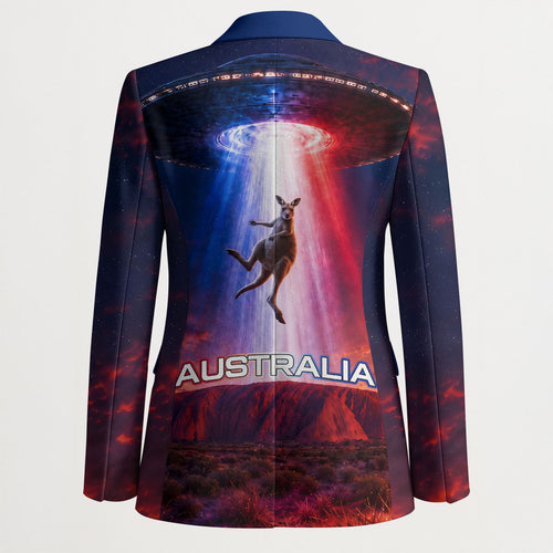 Australia Koala And Kangaroo UFO Blazer Sci-Fi Galaxy Opera House And Uluru