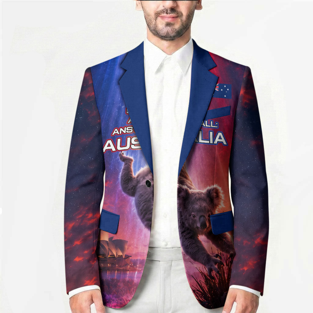 Australia Koala And Kangaroo UFO Blazer Sci-Fi Galaxy Opera House And Uluru