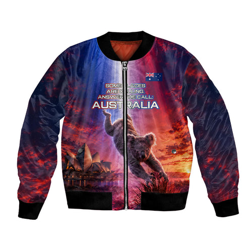 Australia Koala And Kangaroo UFO Bomber Jacket Sci-Fi Galaxy Opera House And Uluru