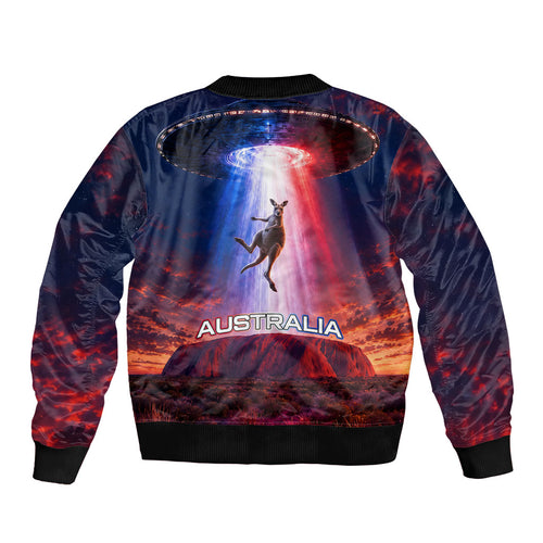 Australia Koala And Kangaroo UFO Bomber Jacket Sci-Fi Galaxy Opera House And Uluru