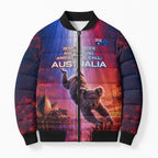 Australia Koala And Kangaroo UFO Bomber Puffer Jacket Sci-Fi Galaxy Opera House And Uluru