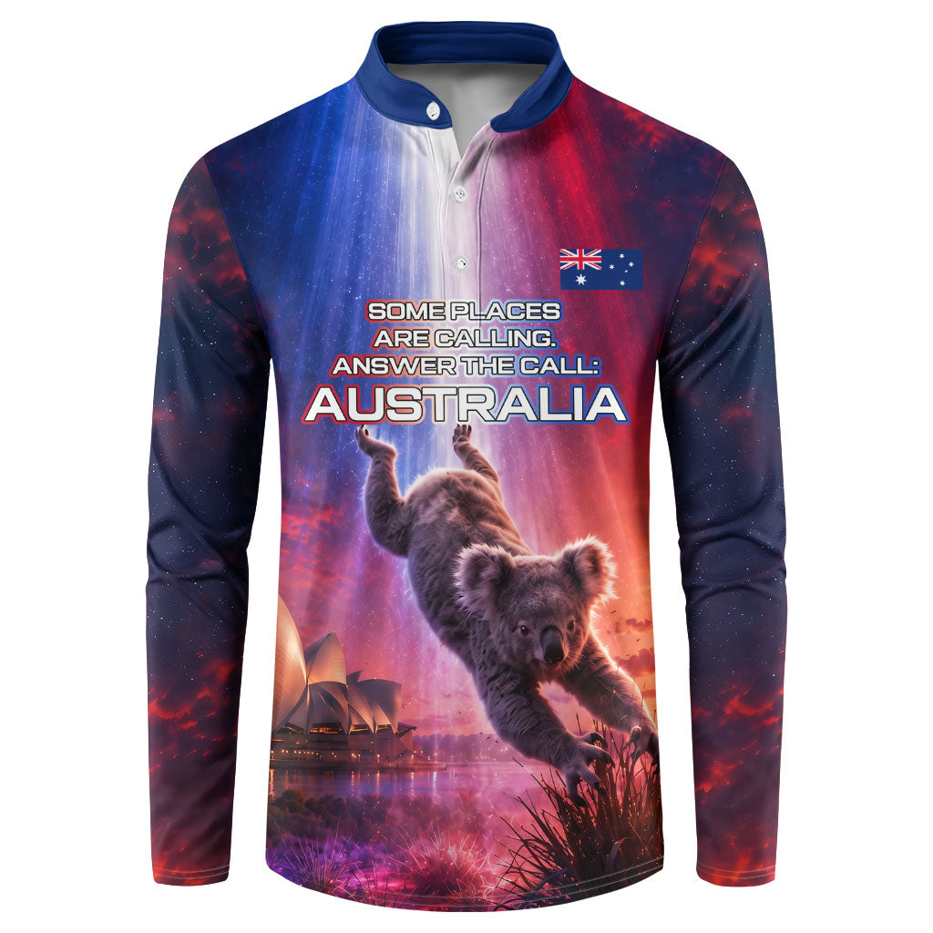 Australia Koala And Kangaroo UFO Button Sweatshirt Sci-Fi Galaxy Opera House And Uluru