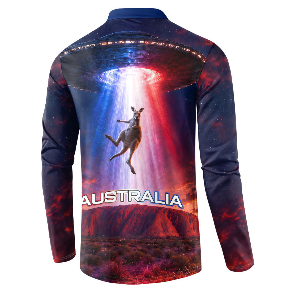 Australia Koala And Kangaroo UFO Button Sweatshirt Sci-Fi Galaxy Opera House And Uluru