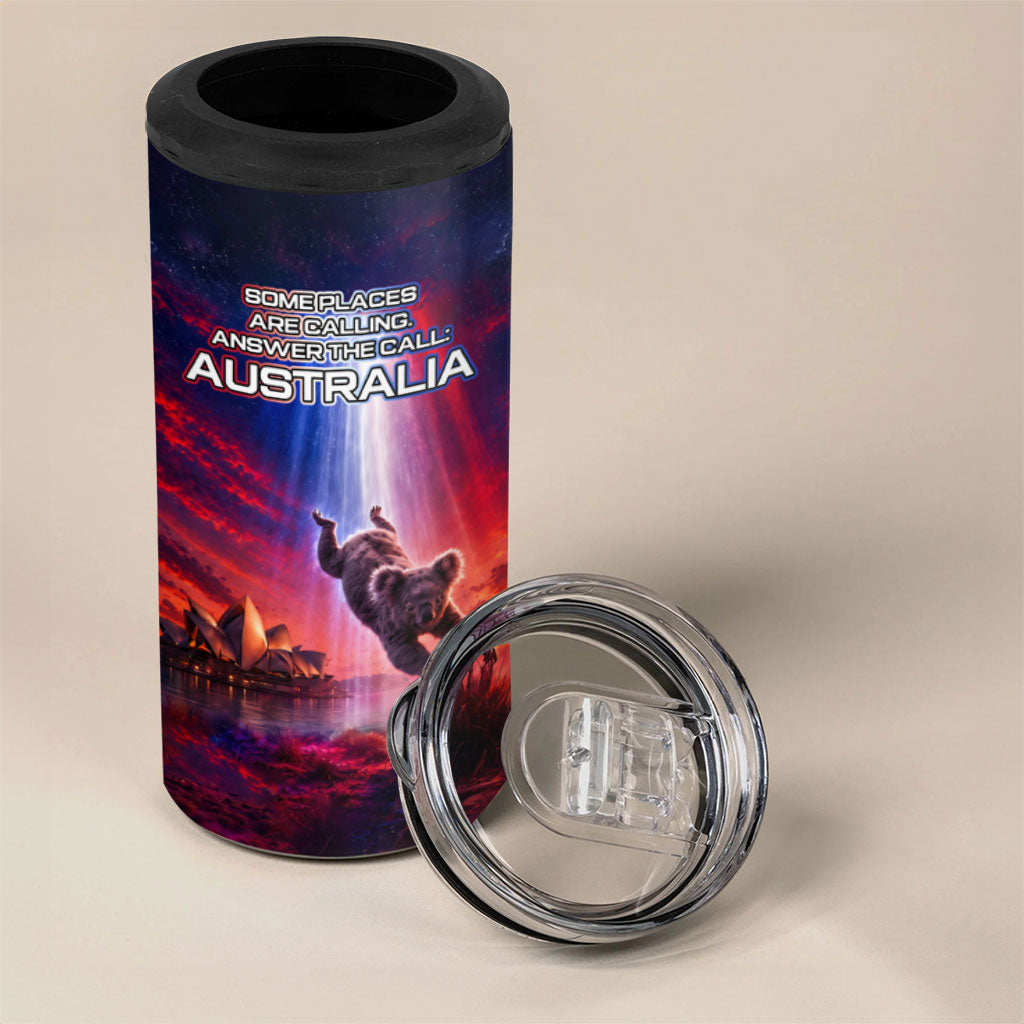 Australia Koala And Kangaroo UFO 4 in 1 Can Cooler Tumbler Sci-Fi Galaxy Opera House And Uluru