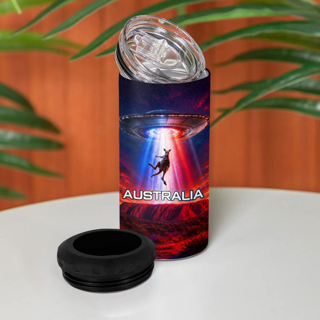 Australia Koala And Kangaroo UFO 4 in 1 Can Cooler Tumbler Sci-Fi Galaxy Opera House And Uluru