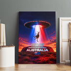 Australia Koala And Kangaroo UFO Canvas Wall Art Sci-Fi Galaxy Opera House And Uluru
